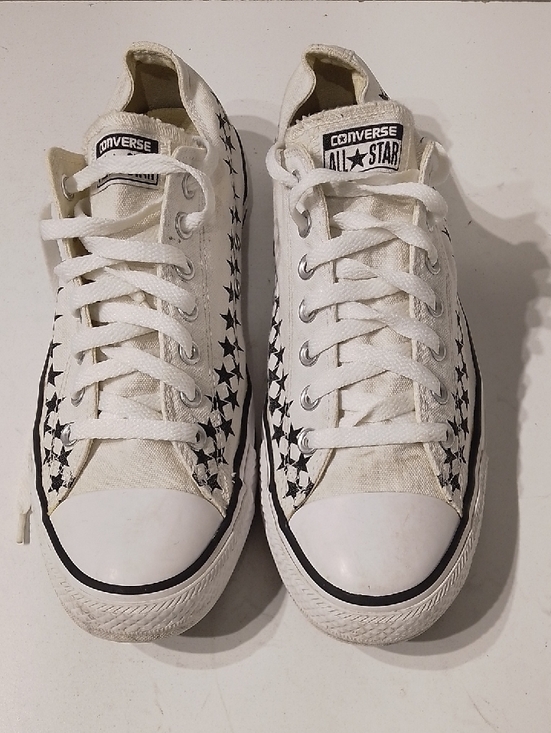 Converse Other - Converse White Low Top Sneakers with Black Star Pattern